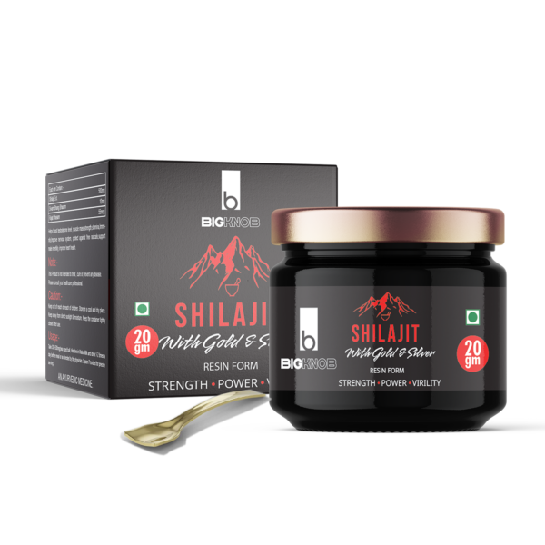 BigKnob Shilajit Resin Infused with Gold & Silver Energy Strength Power Stamina 20gm