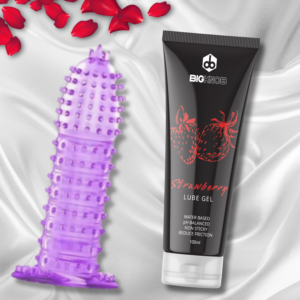 BigKnob Crystal Silicone Extra Dotted Condom With Strawberry Water Based Lubricant For Smoother Intimate Experience Combo